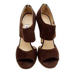 Jimmy Choo Brown Suede Lagoon Open Toe Sandals Size 37.5