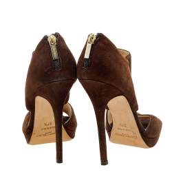 Jimmy Choo Brown Suede Lagoon Open Toe Sandals Size 37.5