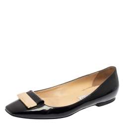 Pre Owned Jimmy Choo Black Patent Leather Ballet Flats Size 41