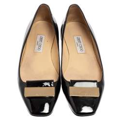 Pre Owned Jimmy Choo Black Patent Leather Ballet Flats Size 41