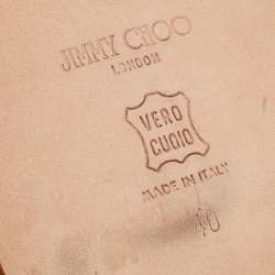 Pre Owned صندل جيمي تشو جلد لامع أخضر فتحة كعب نعل روكي مقاس 40 