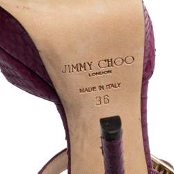 Jimmy Choo Purple Python Leather Peep-Toe Platform Ankle-Strap Sandals Size 36