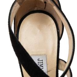 Jimmy Choo Black Lace and Suede Flyte Sandals Size 36.5