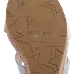 Pre Owned صندل جيمي تشو عليلي جلد أبيض نعل روكي فيلين مقاس 36