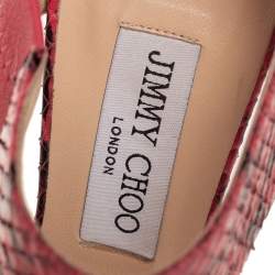 Jimmy Choo Pink/Black Python Leather Lee Sandals Size 38