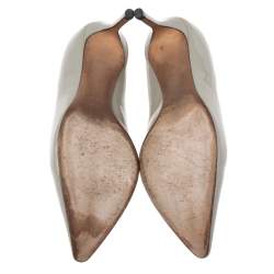Pre Owned Jimmy Choo Grey Patent Leather Pointed Toe Pumps Size 36.5
