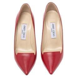 Pre Owned Jimmy Choo Red Leather Avril Pointed Toe Pumps Size 36.5