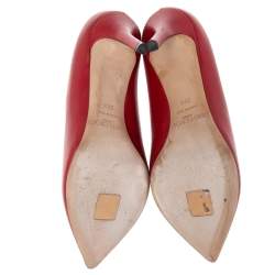 Pre Owned Jimmy Choo Red Leather Avril Pointed Toe Pumps Size 36.5