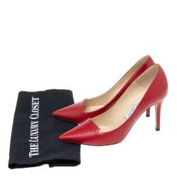 Pre Owned Jimmy Choo Red Leather Avril Pointed Toe Pumps Size 36.5