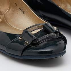 Pre Owned Jimmy Choo Dark Green Patent Leather Morse Buckle Ballet Flats Size 39