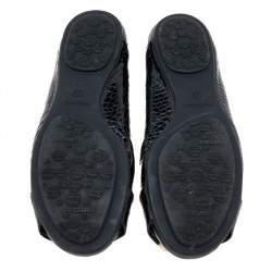 Pre Owned Jimmy Choo Black Croc Embossed Patent Leather Morse Buckle Ballet Flats Size 39