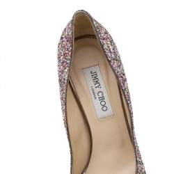 Jimmy Choo Multicolor Glitter Vibe Peep Toe Platform Pumps Size 38.5