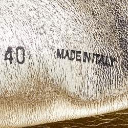 Pre Owned Jimmy Choo Metallic Gold/Black Suede Wheel Smoking Slippers Size 40