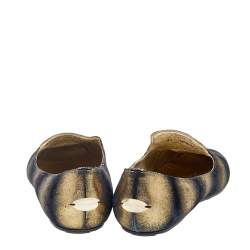Pre Owned Jimmy Choo Metallic Gold/Black Suede Wheel Smoking Slippers Size 40