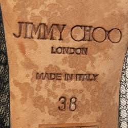 Pre Owned Jimmy Choo Black/Beige Lace And Patent Leather Pointed Toe Pumps Size 38