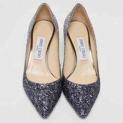 Pre Owned Jimmy Choo Two Tone Ombre Coarse Glitter Fabric Romy Pointed Toe Pumps 37.5