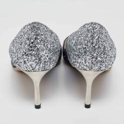 Pre Owned Jimmy Choo Two Tone Ombre Coarse Glitter Fabric Romy Pointed Toe Pumps 37.5