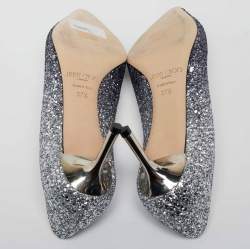 Pre Owned Jimmy Choo Two Tone Ombre Coarse Glitter Fabric Romy Pointed Toe Pumps 37.5