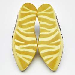 Pre Owned Jimmy Choo Metallic/Black Glitters and Suede Smoking Slippers Size 37.5