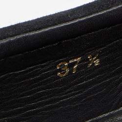 Pre Owned Jimmy Choo Metallic/Black Glitters and Suede Smoking Slippers Size 37.5