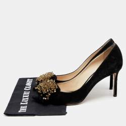 Pre Owned Jimmy Choo Black Suede Thelma Embellished Pumps Size 40