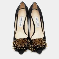 Pre Owned Jimmy Choo Black Suede Thelma Embellished Pumps Size 40