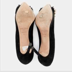 Pre Owned Jimmy Choo Black Suede Thelma Embellished Pumps Size 40