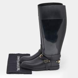 Pre Owned حذاء بوت للمطر جيمي تشو مطاط أسود مقاس 39