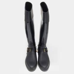 Pre Owned حذاء بوت للمطر جيمي تشو مطاط أسود مقاس 39