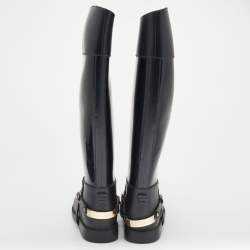 Pre Owned حذاء بوت للمطر جيمي تشو مطاط أسود مقاس 39