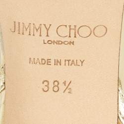 Pre Owned Jimmy Choo Gold Leather Metz Chain Ankle Strap Sandals Size 38.5