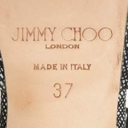 Pre Owned حذاء كعب عالي جيمي تشو فانيسا 85 سويدي مزخرف رصاصي/أسود مقدمة مدببة مقاس 37