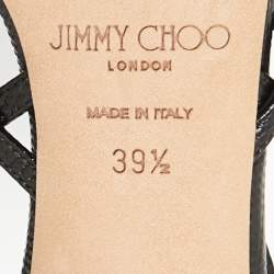 Pre Owned Jimmy Choo Black Lizard Embossed Leather Sai Mules Size 39.5