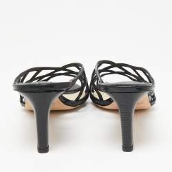 Pre Owned Jimmy Choo Black Lizard Embossed Leather Sai Mules Size 39.5