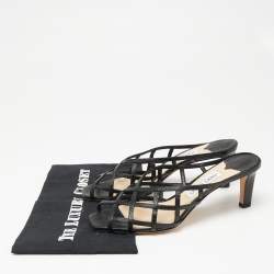 Pre Owned Jimmy Choo Black Lizard Embossed Leather Sai Mules Size 39.5