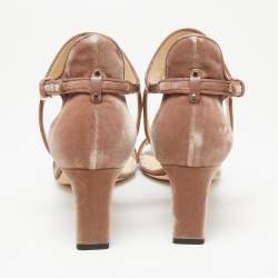 Pre Owned Jimmy Choo Dark Dusty Pink Velvet Molly Sandals Size 40