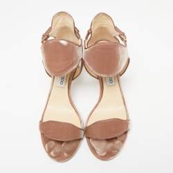 Pre Owned Jimmy Choo Dark Dusty Pink Velvet Molly Sandals Size 40