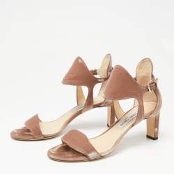 Pre Owned Jimmy Choo Dark Dusty Pink Velvet Molly Sandals Size 40