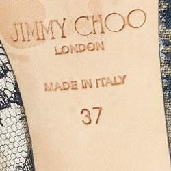 مملوكة مسبقًا Jimmy Choo Beige/Blue Lace and Patent Romy Pointed Toe Pumps Size 37
