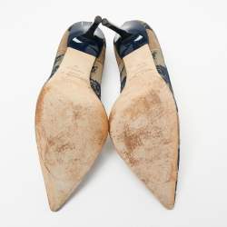 مملوكة مسبقًا Jimmy Choo Beige/Blue Lace and Patent Romy Pointed Toe Pumps Size 37