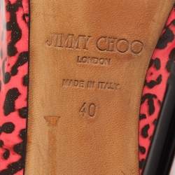 Pre Owned Jimmy Choo Pink Leopard Print Patent Leather Gesture Platform Pumps Size 40
