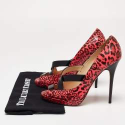 Pre Owned Jimmy Choo Pink Leopard Print Patent Leather Gesture Platform Pumps Size 40