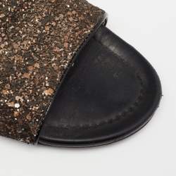 Pre Owned Jimmy Choo Two-Tone Coarse Glitter Nanda Flat Slides Size 41