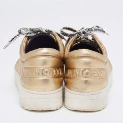 Jimmy Choo Gold Leather Hawaii Sneakers Size 41
