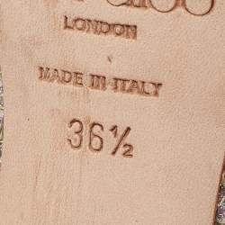 Pre Owned Jimmy Choo Silver/Gold Coarse Glitter Crown Peep-Toe Platform Pumps Size 36.5