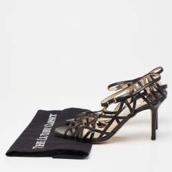 Pre Owned Jimmy Choo Black Leather Strappy Sandals Size 36.5