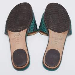 Pre Owned Jimmy Choo Two-Tone Snakeskin Leather Nanda Flat Slides Size 41