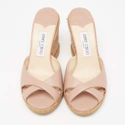 مملوكة مسبقًا صندل إسبادريل جيمي تشو ألمر 105 نعل فينيل وجلد وردي كعب روكي مقاس 40