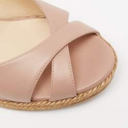 مملوكة مسبقًا صندل إسبادريل جيمي تشو ألمر 105 نعل فينيل وجلد وردي كعب روكي مقاس 40