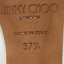 مملوكة مسبقًا Jimmy Choo Cream Leather Studded Open Toe Ankle Strap Sandals Size 37.5